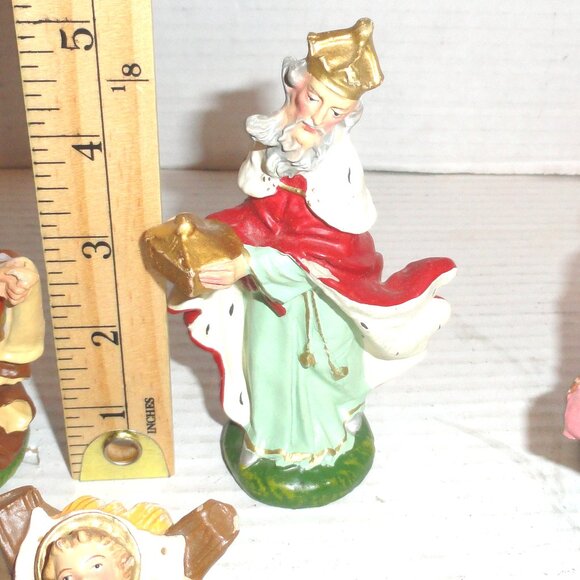 Lot of 5 VTG Hand Painted Composition Nativity Figures with Chip Damage READ - Picture 7 of 16